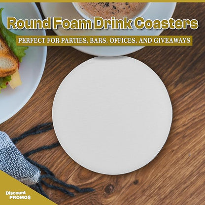 10 Round Foam Bud Coasters Pack, 4 inch - PU Foam, Party Favor - White