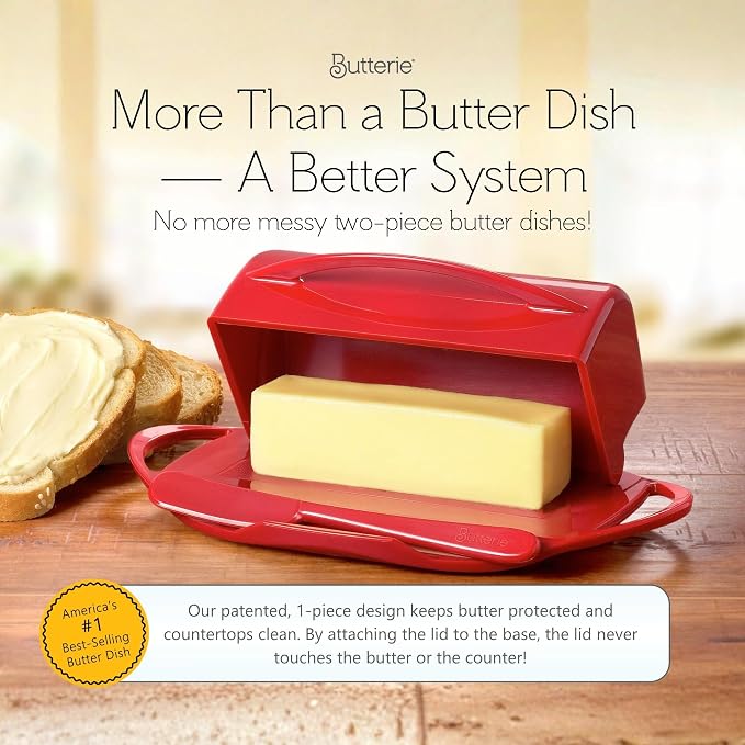 Flip Top Butter Dish with Attached Lid & Matching Knife, 2 Pack - Image 2
