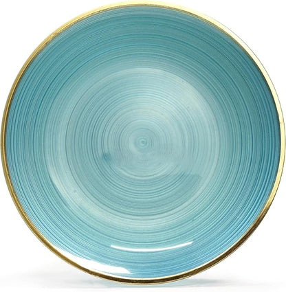 " OCCASIONS " 120 Plates Pack,(60 Guests) Premium Wedding Party Disposable Plastic Plates Set -60 x 10'' Dinner + 60 x 7'' Salad/Dessert (Belize in Blue & Gold)