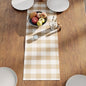 Encasa XO Table Runner, Woven Cotton Dining Runner 13"x36" Buffalo Beige Checks by EncasaXO