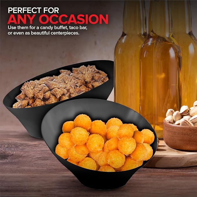 20oz Black Plastic Serving Bowls Medium Disposable Snack Bowl Candy Dishes - Image 6