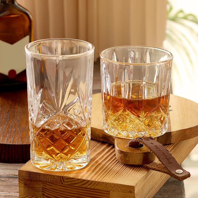 Moretoes Crystal Whisky Drinking Glasses Set of 12, Glass Cups | Mixed - Image 2