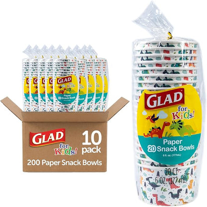 Glad for Kids Mini Disposable Paper Bowls, 6 Oz, 10-Pk | Heavy-duty paper by GladTrashFoodStorage