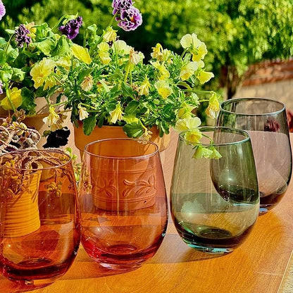 Colored Stemless Wine Glasses for Red or White Wine (Set of 4), 18-Ounces, Large Wine Glasses for Cabernet, Pinot Noir, Burgundy, Bordeaux (4color)
