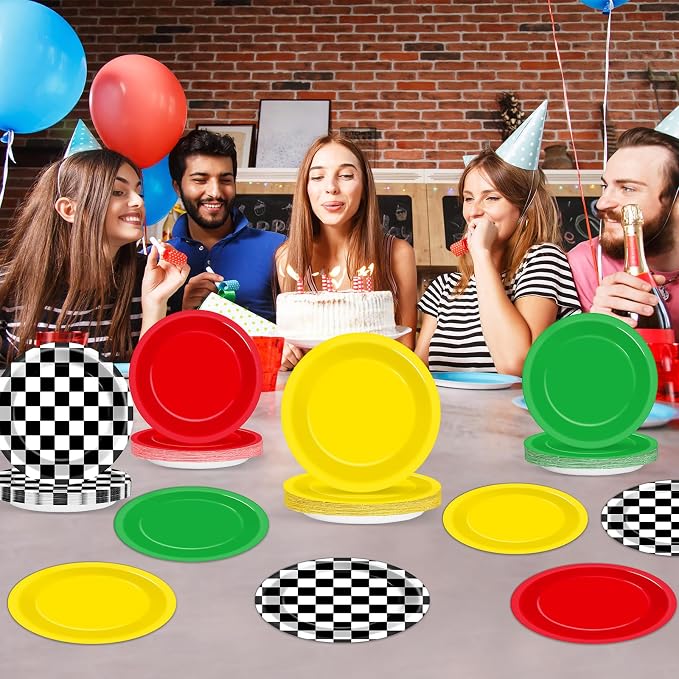 48Pcs Race Car Party Decorations Supplies Red Green Yellow Dinnerware - Image 6