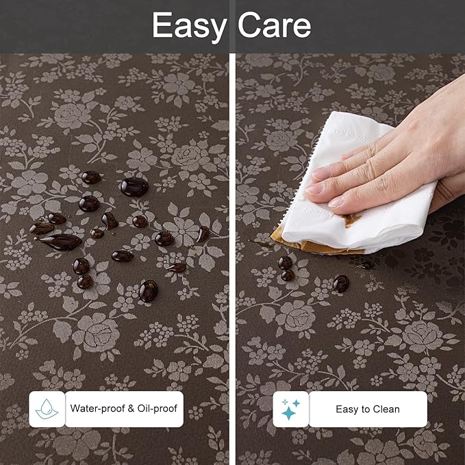Smiry Rectangle Table Cloth, Waterproof Heavy Duty Vinyl Tablecloths, Wipeable Washable Table Cover for Kitchen and Dining Room (Coffee, 70" X 90")