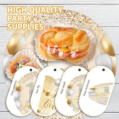 96Pcs White Gold 13th Birthday Party Decorations, Serves 24 | Official 13 Teen - Image 6