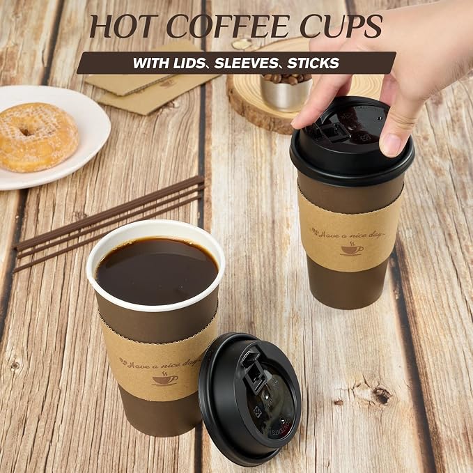 LITOPAK 100 Pack 16 oz Coffee Cups - Image 4