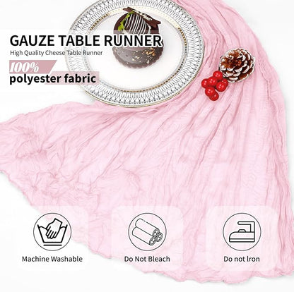 12 Pack Light Pink Cheesecloth Table Runner 10Ft, Gauze Table Runners 21.5 x - Image 4
