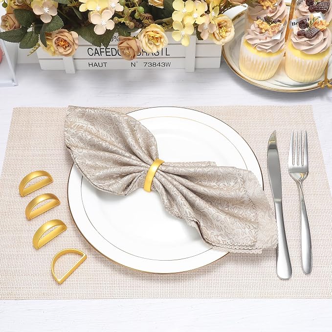 KPOSIYA Napkin Rings Set of 20, Metal Gold Napkin Rings Bulk - Image 2