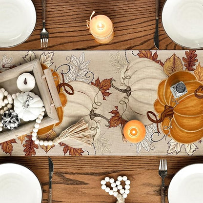 Artoid Mode 210 GSM Fall Table Runner 13x36 Inch Home Party Decor | Orange - Image 4