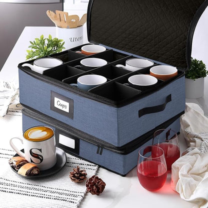 Hearth & Harbor Coffee Mug Storage, Quilted and Stackable Coffee Cup Storage - Image 6
