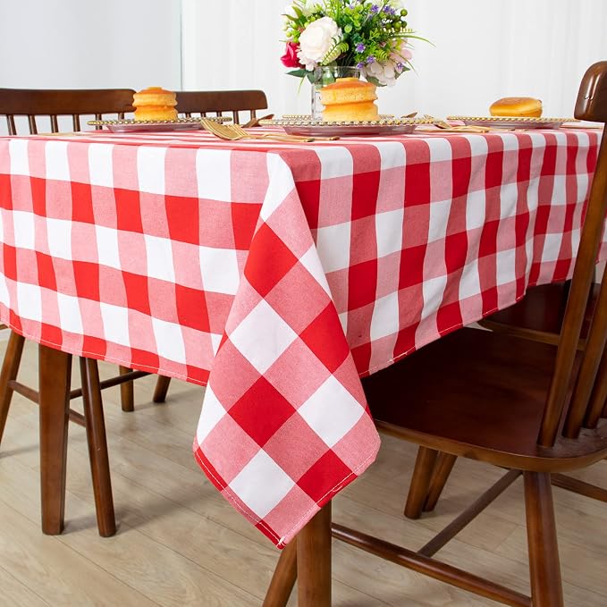 ShinyBeauty 60''x60'' Red & White Checkered Tablecloth by ShinyBeauty