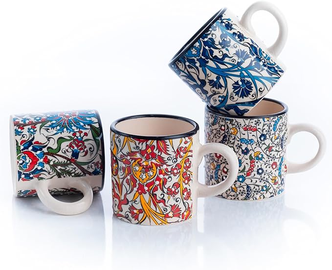 Ceramic Espresso Cups, 5 Oz Espresso Cups Set of 4, Handmade Espresso Cup by ELYESE