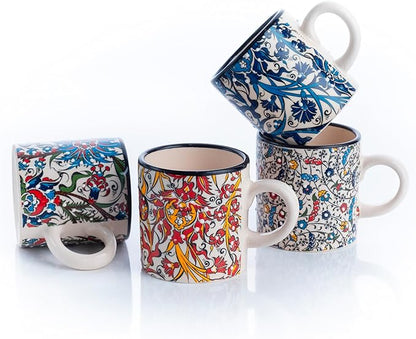 Ceramic Espresso Cups, 5 Oz Espresso Cups Set of 4, Handmade Espresso Cup by ELYESE