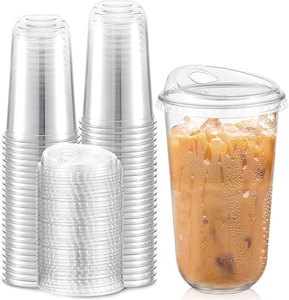 Ziliny 50 Sets Clear Plastic Coffee Cups by Ziliny