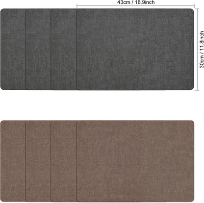 Myir JUN Placemats Dual Sided, Faux Leather Place Mats Set of 8 Indoor Placemat for Dining Table Non-Slip Washable Place Mat Heat Resistant Outdoor Table Mats (Set of 8, Gray Brown)