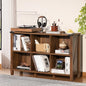 Farmhouse 6 Cube Book Shelf, Wood 3 Tier Storage Organizer Bookshelf, Brown Walnut 47" Horizontal Cubby Bookcase with Legs, Rustic Entryway Book Case, Long Display Cabinet for Bedroom, Office