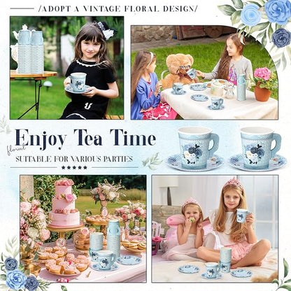 Nuogo 200 Pcs Floral Paper Tea Cups and Saucers 7 oz Disposable Paper Teacups - Image 7