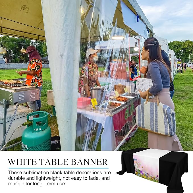 2 Pcs Black White Sublimation Table Runners Blanks 24 x 72 Inch Polyester Table - Image 6