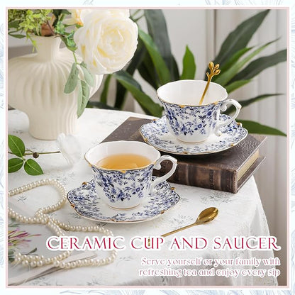 Country Roses Porcelain Tea Cup and Saucer Set - Image 6