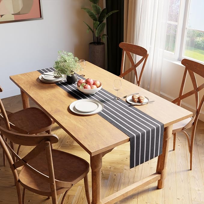 Encasa XO Dining Table Runner 13"x59" | Yarn Dyed Fine Ribbed Cotton | Roma - Image 2