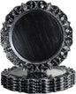 Black Charger Plates Set of 6, Decorative Table Plastic Chargers for Dinner Plates, Party, Wedding, Thanksgiving, Christmas, 11B
