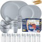 Wheat Straw Dinnerware Sets, 64-Piece Plates and Bowls Sets by HOMMALY