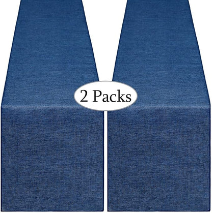 Navy Blue Table Runners 13x108 inches 2 Pieces Burlap 4th of July Runner | by B-COOL