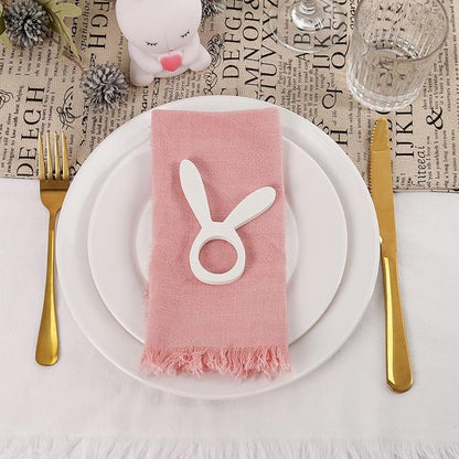 Easter Napkin Rings Set of 8, Wooden Bunny Napkin Ring, Handmade White Rabbit - Image 4