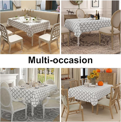Smiry Square Table Cloth, Wipeable Spillproof Tablecloths with Flannel Backing for Square Tables, Waterproof Vinyl Plastic Tablecloth for Dining, Camping, Indoor and Outdoor (54"x54", White)