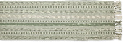 DII Farmhouse Braided Stripe Table Runner Collection, Artichoke Green - Image 2