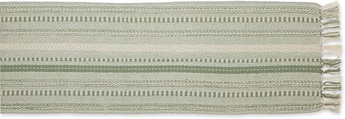 DII Farmhouse Braided Stripe Table Runner Collection, Artichoke Green - Image 2