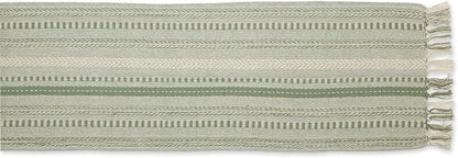 DII Farmhouse Braided Stripe Table Runner Collection, Artichoke Green - Image 2