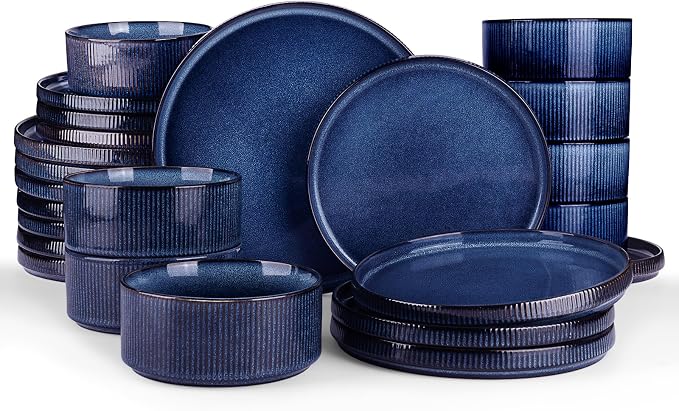Famiware Star Ceramic Plates and Bowls Sets, Reactive Glaze Dishes by Famiware