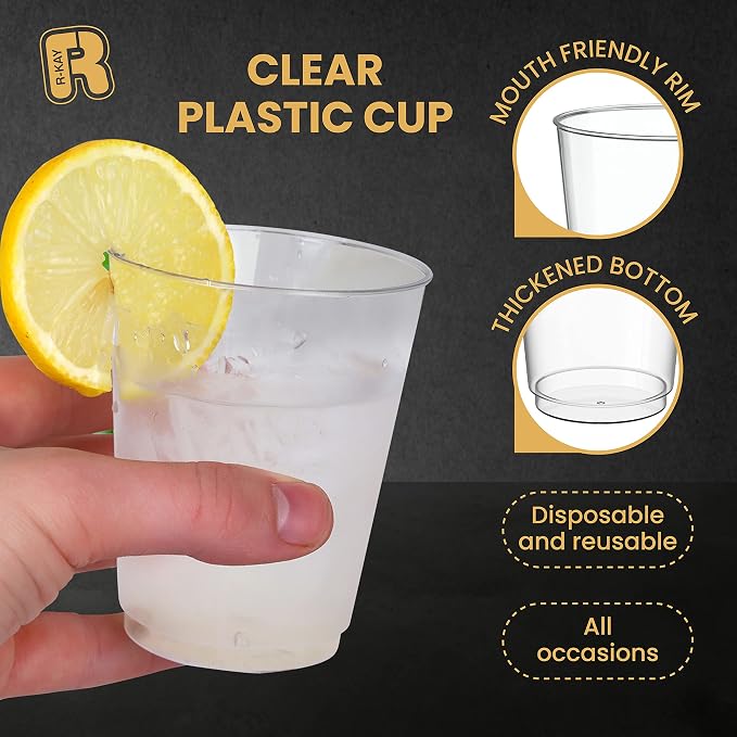R-kay Clear Plastic Cups, 50 Pack Heavy Duty 10 OZ Disposable cups, Plastic - Image 5