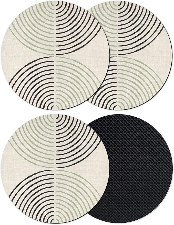Modern Aesthetic Art Coasters Set of 4, Absorbent Coasters by Unknown