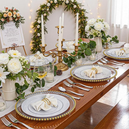 WDF 500PCS Silver Plastic Silverware - Plastic Silver Utensils - 250 Forks 125 Spoons 125 Knives - Heavy Duty Disposable Silverware Sets for Parties Wedding Valentine's Day