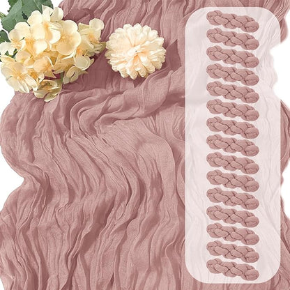 15 Pack Dusty Pink Cheesecloth Table Runner 17 x 108 inch Cheese Cloth Table by Yorcari