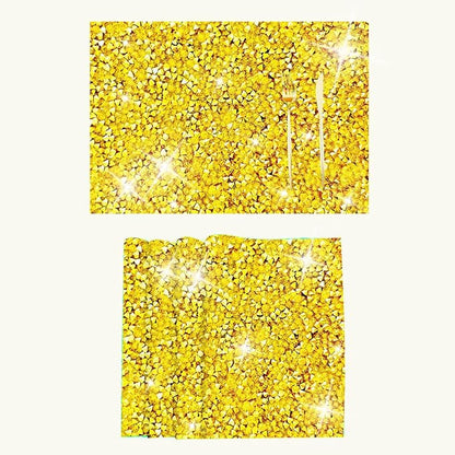 Gold Placemats Gold Heat Resistant Mat Square Placemats Trivets Rhinestone Decor Place Mat Crushed Diamond Decor Bling Sparkly Mat Set of 1