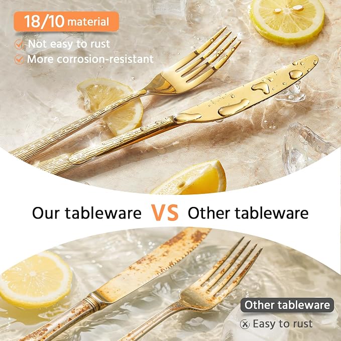 45 Piece Gold Silverware Set - Image 4