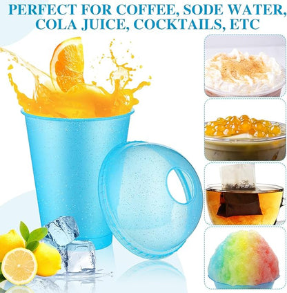 6 Set Slushie Cups with Dome Lids and Straws Detachable Spoon Straws Reusable - Image 5