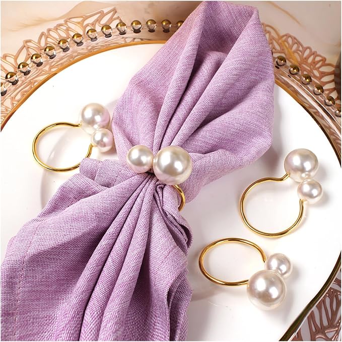 50 Pcs Pearl Napkin Rings by MagicRealForBetterLife
