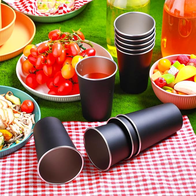 Mimorou 20 Pack 16 oz Stainless Steel Pint Cups Metal Cups Unbreakable Drinking - Image 7