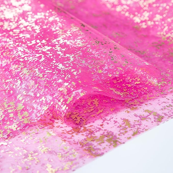 SiinvdaBZX 4 Pcs Hot Pink Sheer Tulle Table Runner 120 Inch/10 Ft Long | Gauze - Image 5