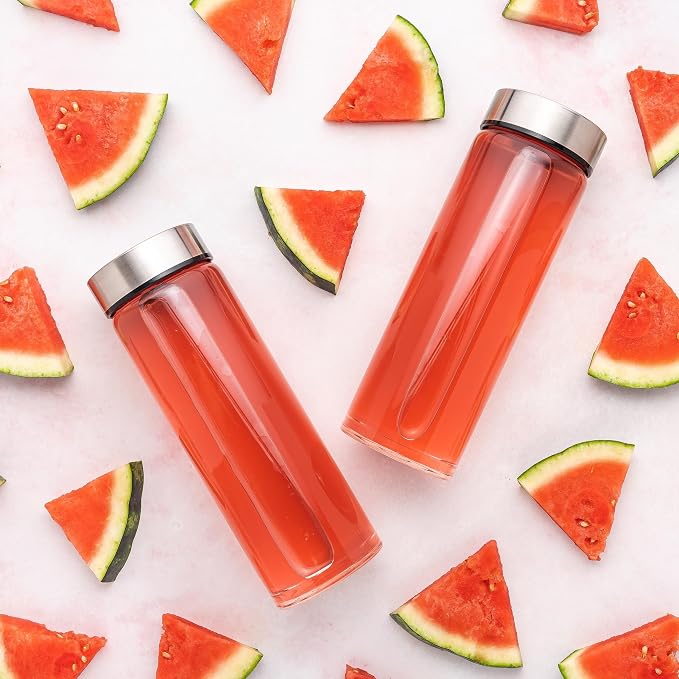 16oz Juice Bottles, Wide Mouth Glass Water Bottles & Stainless Steel Lids | - Image 7