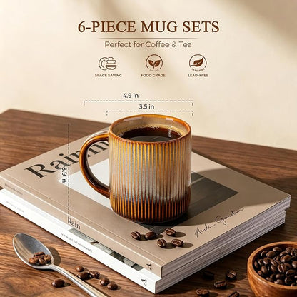theterra Ceramic Coffee Mugs Set of 6, 14.2 oz Coffee Cups - Image 3
