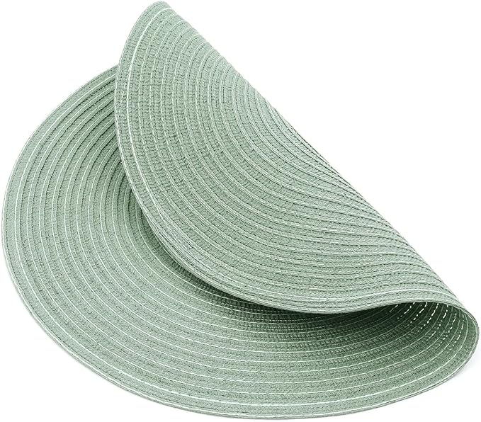 SHACOS Round Placemats Set of 6 Washable 15 inch Cotton Polyester Table Mats - Image 4