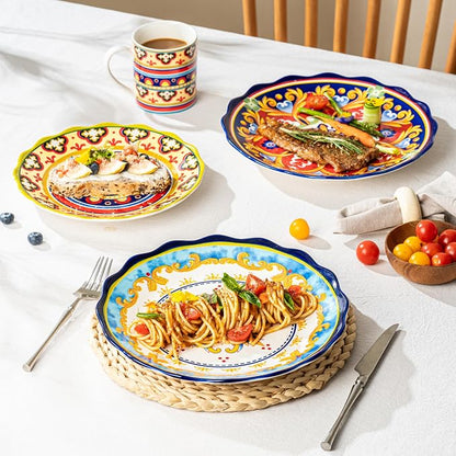UNICASA Ceramic Dinner Plate Set of 4, 10.5 Inch Porcelain Pasta Plates Set– - Image 3