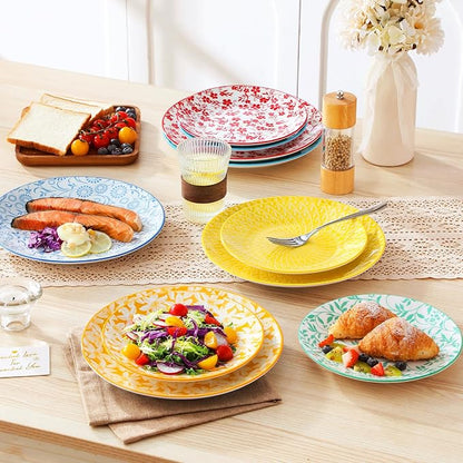 vancasso 8.25" Pastel Salad Plates Set of 6, Vintage Ceramic | Microwave - Image 7